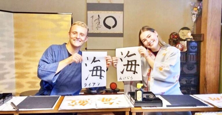 Calligraphy Experience With Simple Kimono in Okinawa